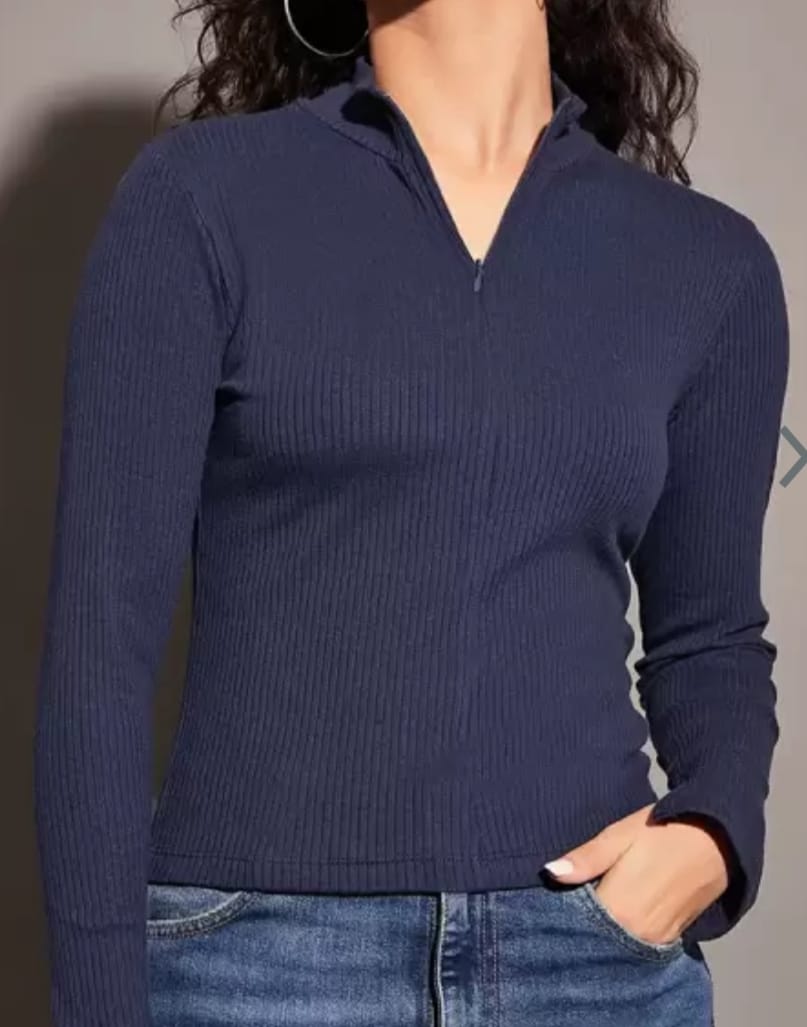 blue zip sweater
