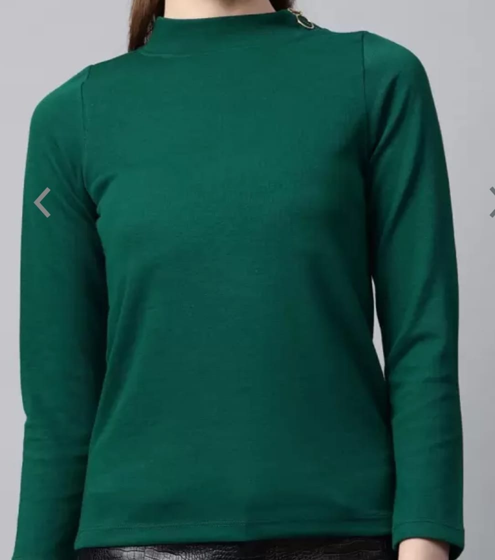 green high-neck sweater